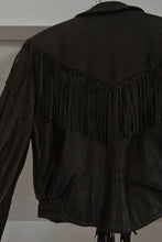 1980's BLACK FRINGE LEATHER CROPPED BIKER JACKET | SIZE M
