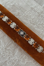 1920's RARE HAWAIIAN ART DECO CITRINE GLASS + STERLING PANEL BRACELET