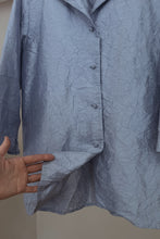 Y2K EILEEN PURE SILK CRINKLE MANDARIN BUTTON BLOUSE | SIZE M/L