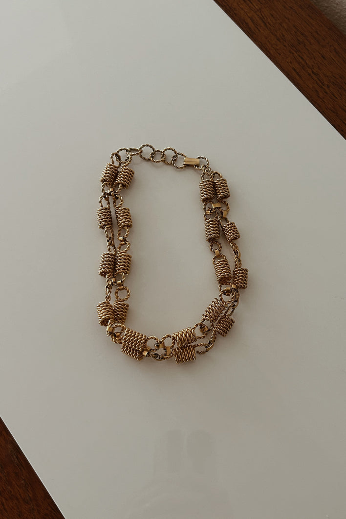 1980's COILED BRASS ROPE STATEMENT NECKLACE