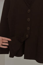 1990's TOULA CHOCOLATE WOOL KNIT PEPLUM JACKET | SIZE S/M