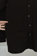 1950's PURE WOOL BLACK RUGBY KNIT CARDIGAN | SIZE S