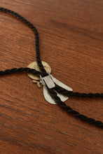 1980's COYOTE MIXED METAL + SILK BOLO TIE