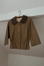 1950's SAMUEL ROBERT CAMEL LEATHER + TWEED PEPLUM JACKET | SIZE S/M