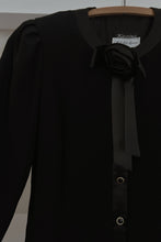 1980's SAKS FIFTH AVENUE PUFF SLEEVE ROSE NECK EVENING DRESS | SIZE M