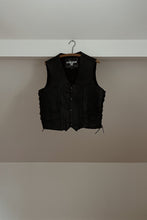 1980's LADY HARLEY BLACK LEATHER LACE UP VEST | SIZE S/M