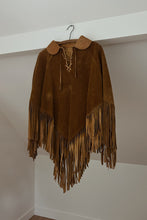 1960's RARE COGNAC SUEDE FRINGE PONCHO | ONE SIZE