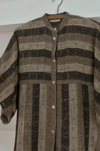 1970's FLAX STRIPE DOLMAN TUNIC | SIZE M