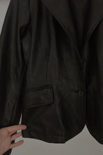 1990's RVT FAUX LEATHER BLACK BLAZER JACKET | SIZE M