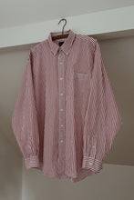 1990's J CREW RED STRIPE COTTON POPLIN | SIZE XL