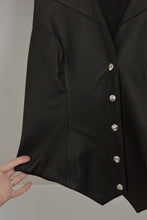 1990's WILSONS BLACK BUTTERY SOFT LEATHER BIKER VEST | SIZE M/L