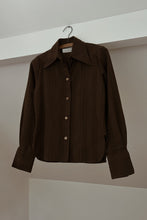 1960's EMBROIDERED CHOCOLATE BUTTON BLOUSE | SIZE S