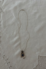 1980's STERLING SILVER MODERNIST LAPIS PENDANT ON LIQUID STERLING CHAIN