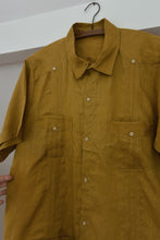 1970's MUSTARD LINEN CUBAN TOP | SIZE M/L