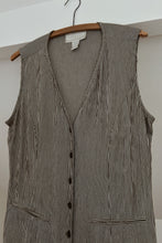 1990's CHOCOLATE SEERSUCKER STRIPE TIE BACK VENTED TANK | SIZE M