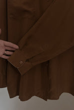 1990's PURE SILK CARAMEL GRUNGE BLOUSE | SIZE L