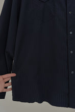 1980's WRANGLER NAVY SATIN STRIPE WESTERN SHIRT | SIZE XL