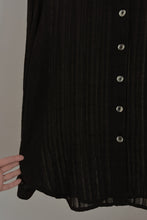 1990's BLACK LINEN GAUZE BUTTON BLOUSE | SIZE M