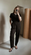 1990's FINZI NEW YORK BLACK PURE LINEN LOUNGE TROUSERS | SIZE M