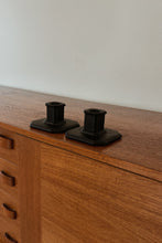 1980's BLACK REGENCY CERAMIC CANDLE HOLDERS | SET OF TWO