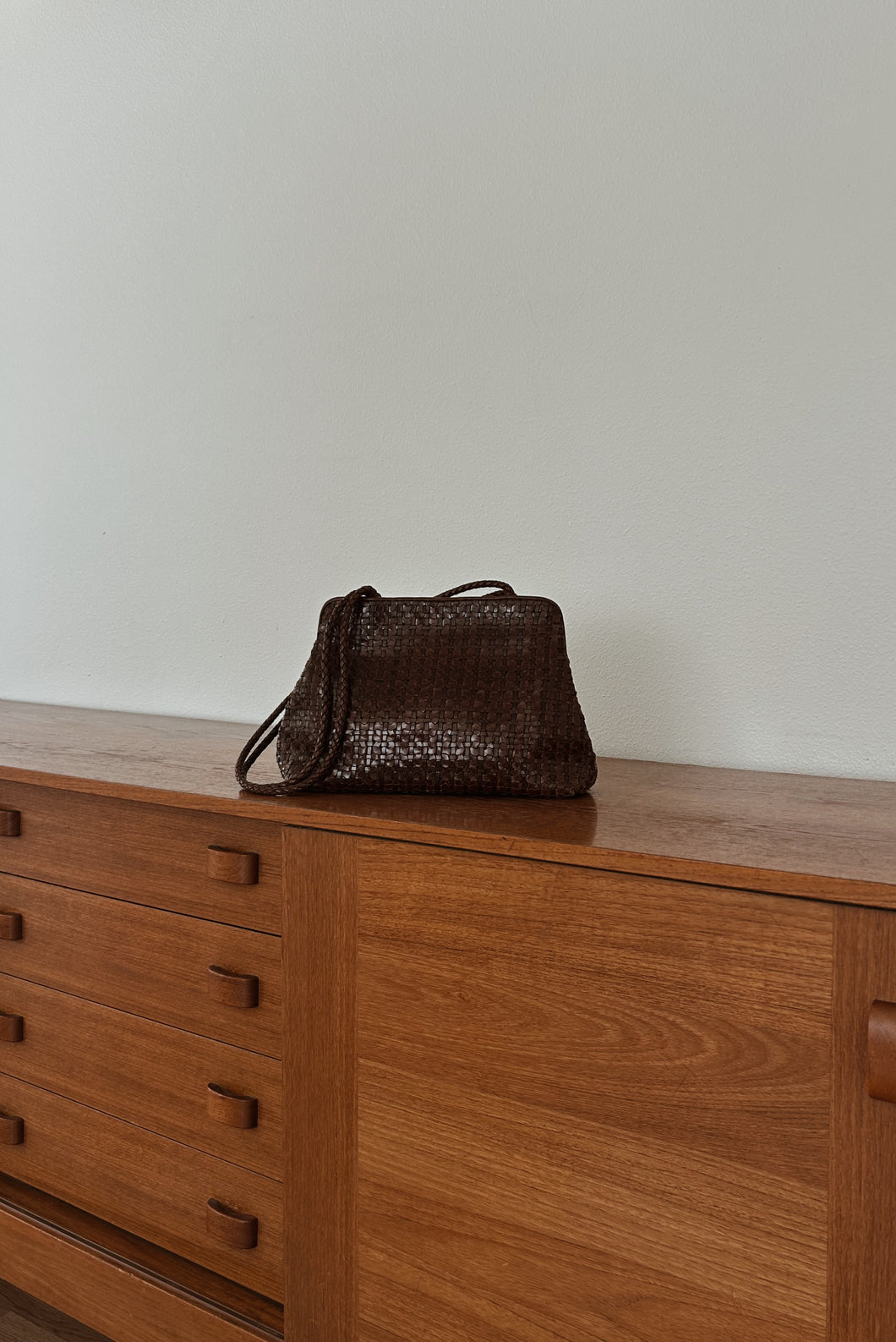 1990's CEM WALNUT WOVEN LEATHER BAG