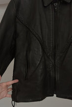 1980's BLACK BRAIDED LEATHER BIKER JACKET | SIZE M/L