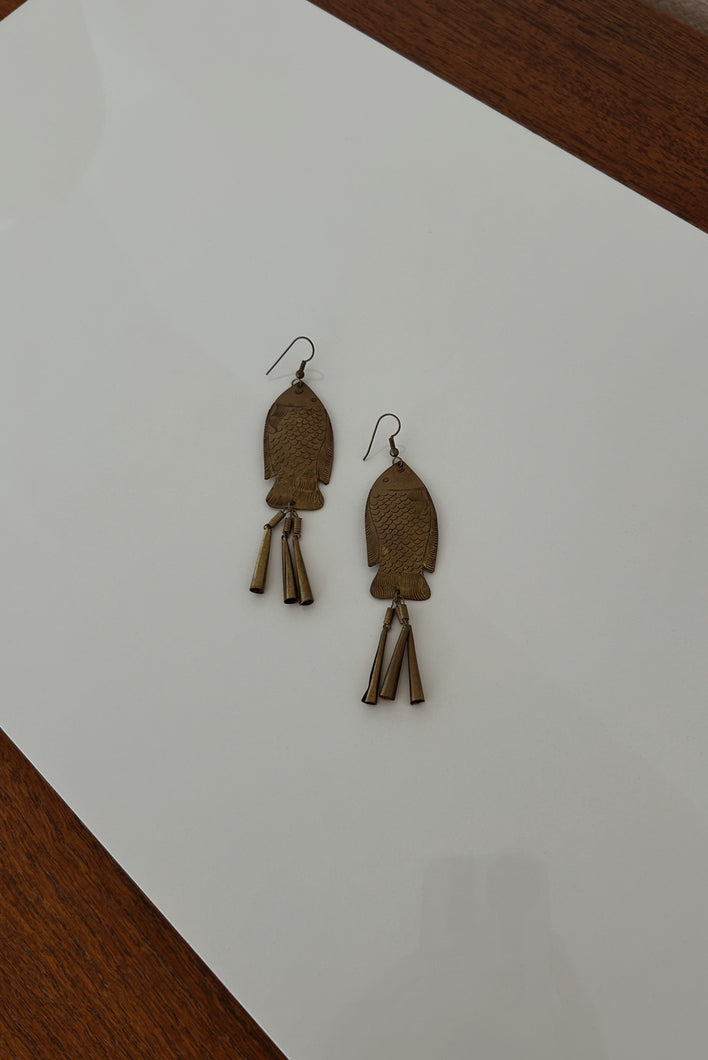 1980's BRASS FISH EARRINGS