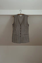 1990's CHOCOLATE SEERSUCKER STRIPE TIE BACK VENTED TANK | SIZE M