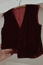 1970's BURGUNDY VELVET WAISTCOAT TANK | SIZE S