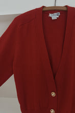 1980's CHERRY COTTON KNIT CARDIGAN | SIZE S/M
