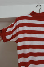 1980's CHERRY STRIPE MOCK NECK TEE | SIZE M
