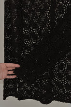 1970's BLACK COTTON CROCHET MANDARIN CARDIGAN | SIZE M