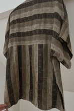 1970's FLAX STRIPE DOLMAN TUNIC | SIZE M