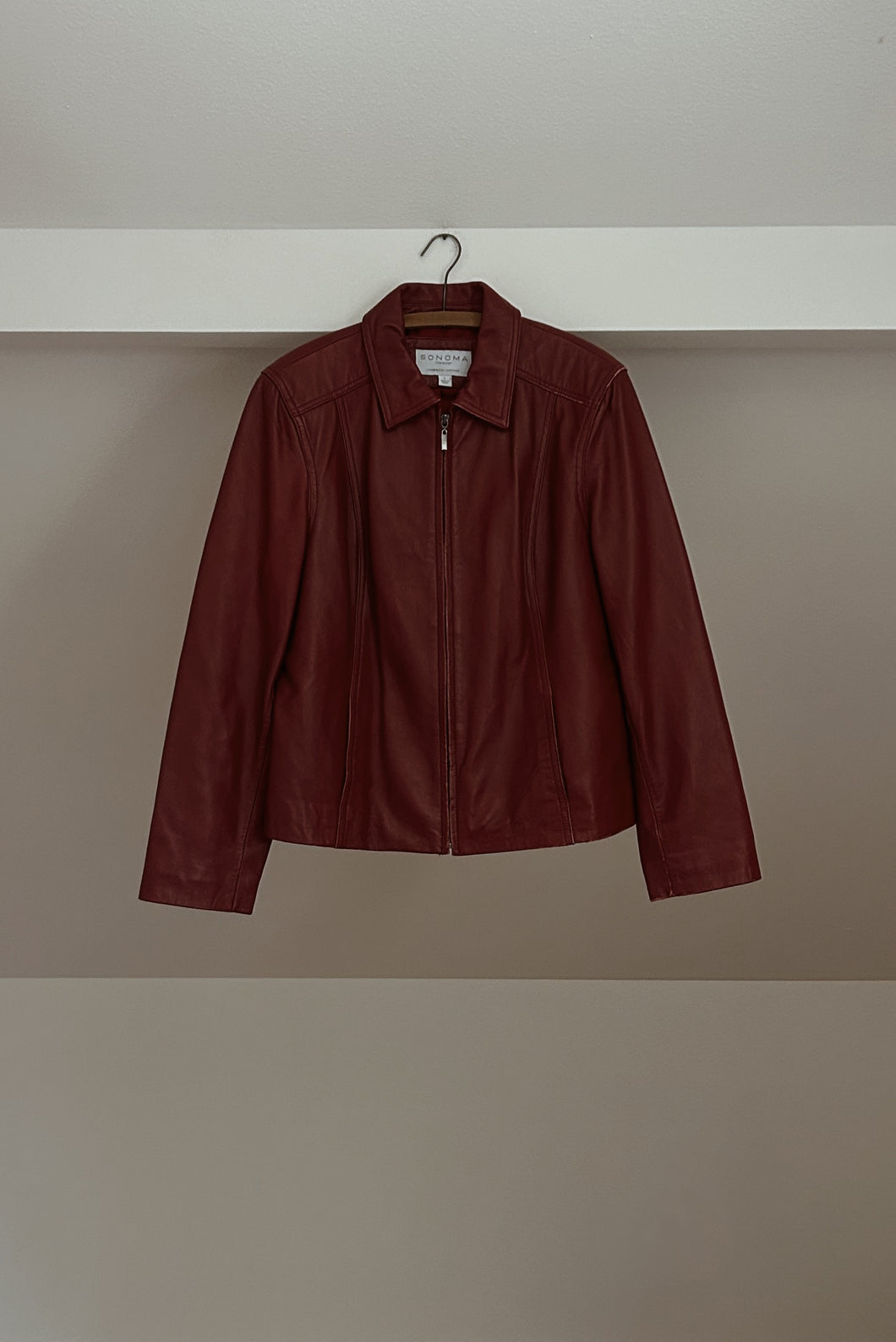 Y2K RED LAMBSKIN LEATHER JACKET | SIZE L