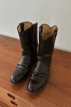 1980's CLASSIC JUSTIN BLACK LEATHER ROPER BOOTS | SIZE 9.5/10