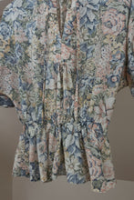 1970's FLORAL PUFF SLEEVE PEPLUM TOP | SIZE M
