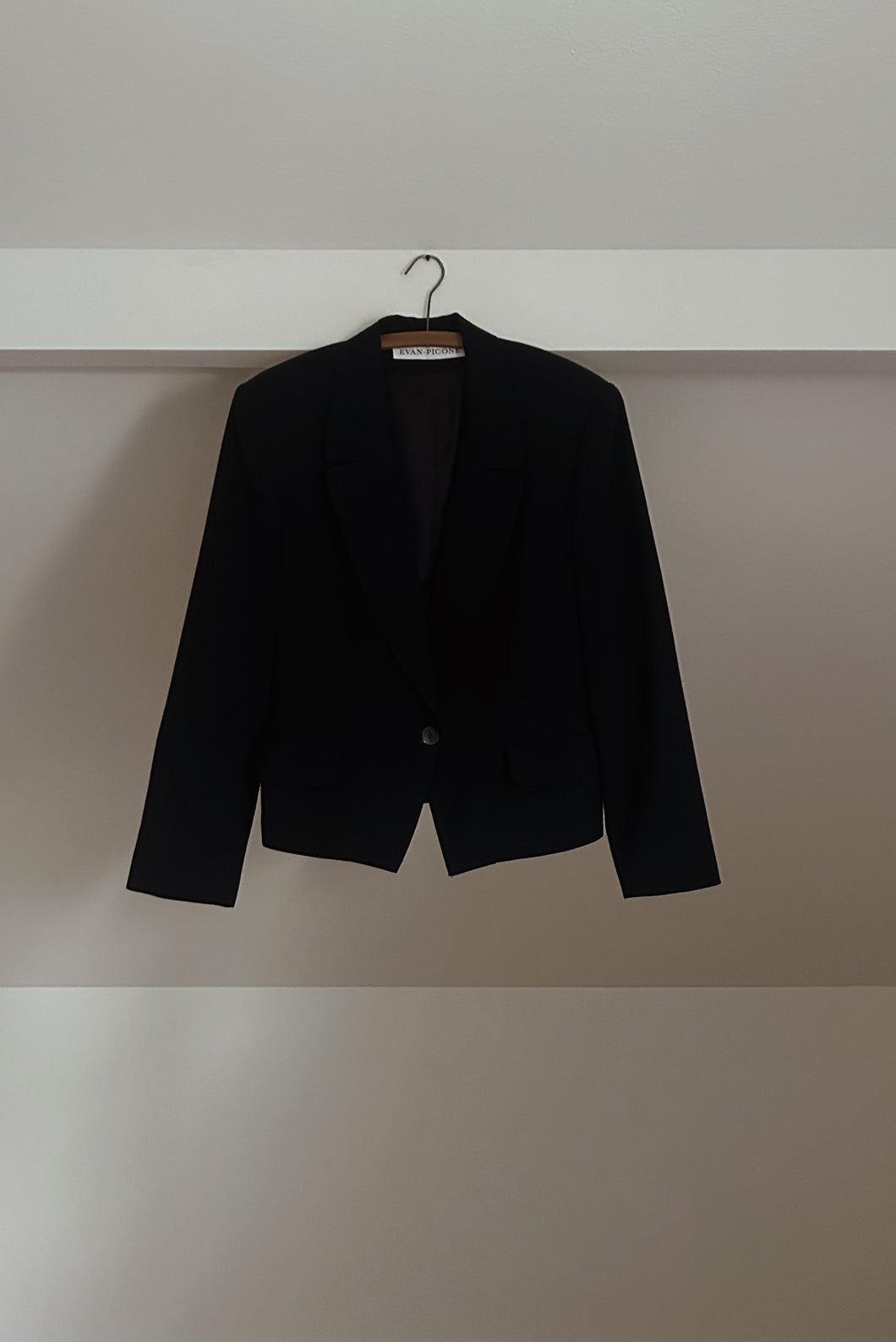 1990's CLASSIC NAVY WORSTED WOOL BLAZER | SIZE M/L