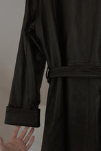 1990's WILSONS BLACK LEATHER TRENCH JACKET | SIZE XL