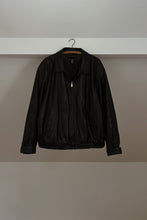 1990's CLASSIC BLACK LEATHER OVERSIZED BOMBER JACKET | SIZE L/XL