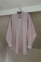 1980's RED STRIPE COTTON BUTTON DOWN | SIZE XL
