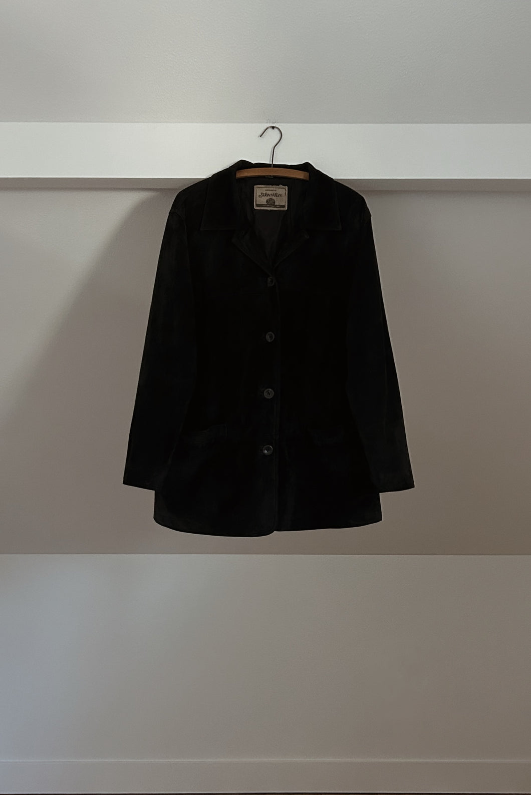 1990's BLACK SUEDE SHIRT JACKET | SIZE L