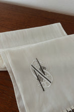 1950's "S" EMBROIDERED PURE SILK CREPE FRINGE SCARF | 46" x 11"