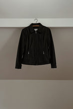 1990's WILSONS MAXIMA BLACK FITTED LEATHER MOTO JACKET | SIZE S/M