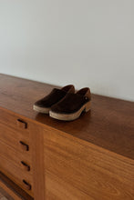 1970's CHOCOLATE SUEDE + WOOD CLOGS | SIZE 7.5