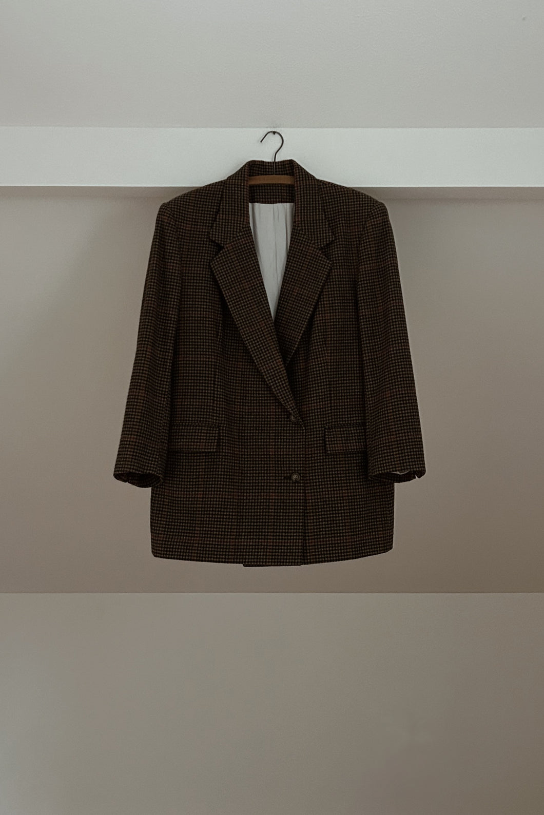 1990's PUMPKIN PLAID WOOL DIANA BLAZER | SIZE XL