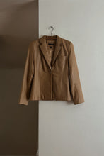 Y2K SOFT CAMEL LEATHER BLAZER | SIZE XS/S