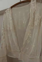 EDWARDIAN SILK MESH EMBROIDERED PEPLUM BLOUSE | SIZE M