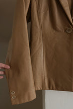 Y2K SOFT CAMEL LEATHER BLAZER | SIZE XS/S