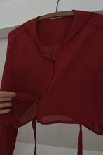 1920's RARE ANTIQUE CRIMSON SILK CHIFFON BOUDOIR JACKET | SIZE S/M AS IS