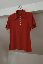 1960's MOD CHERRY BUTTON LINED ZIP TEE | SIZE S/M